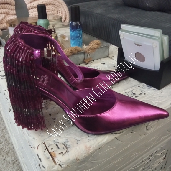 🆕⭐ Jeffrey Campbell purple showstopper beaded heels - Picture 11 of 15